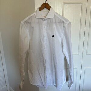 El Capote Men’s White Button-Down Shirt Size Medium 100% Cotton – Read (Stain)